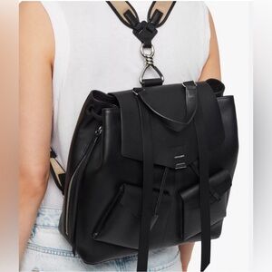 All Saints Black Leather Backpack